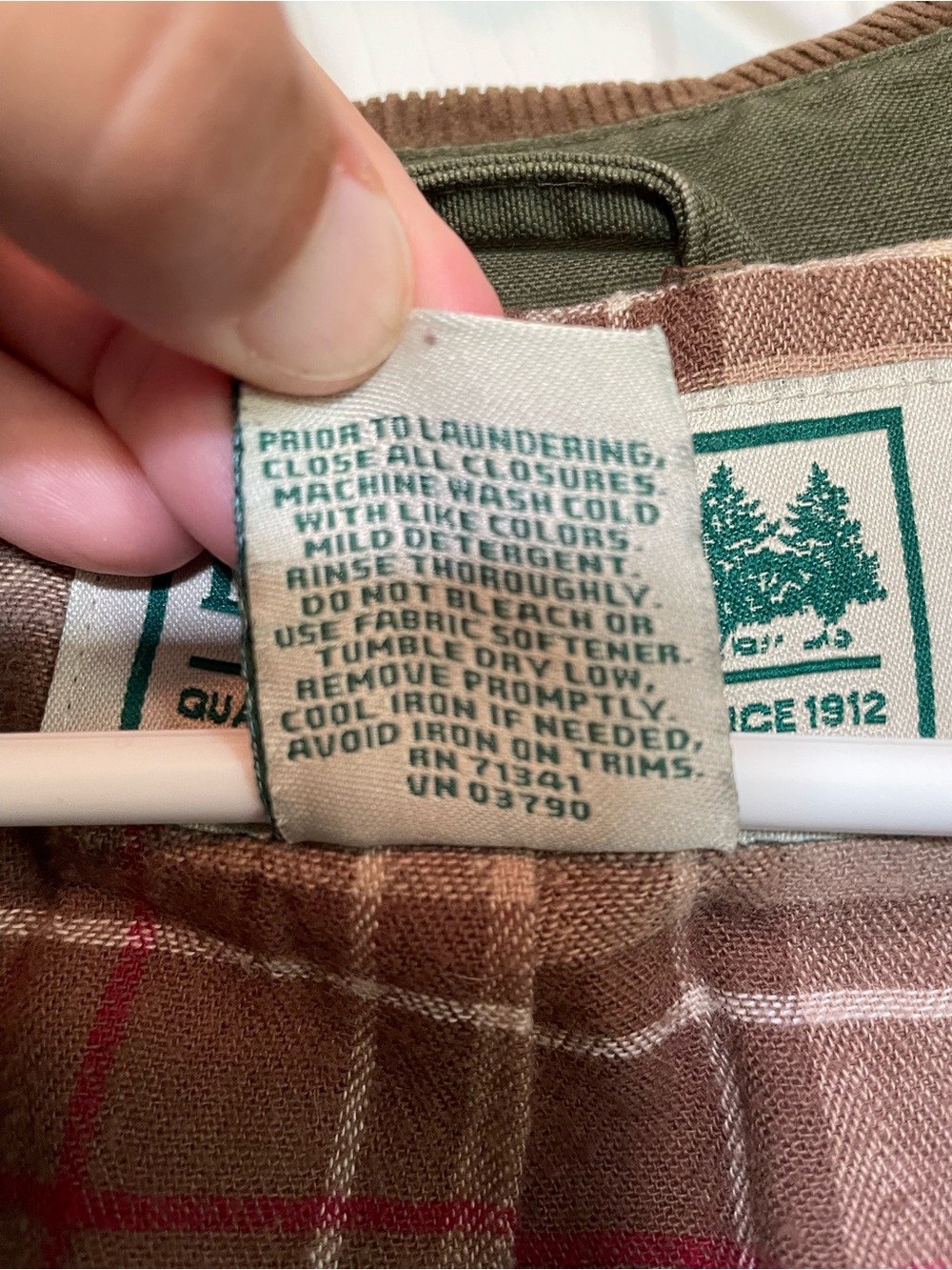 L.L. Bean 3XL Olive Green Field Barn Chore Jacket plaid lined Corduroy Collar - Picture 12 of 13